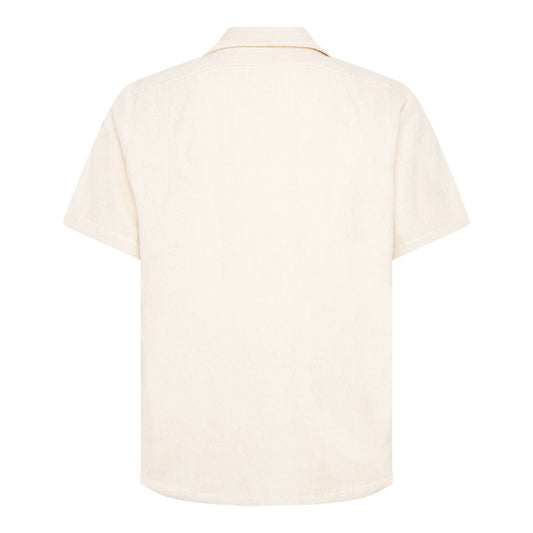 Off-white relaxed fit organic cotton terry short-sleeve shirt by Little Mariner.