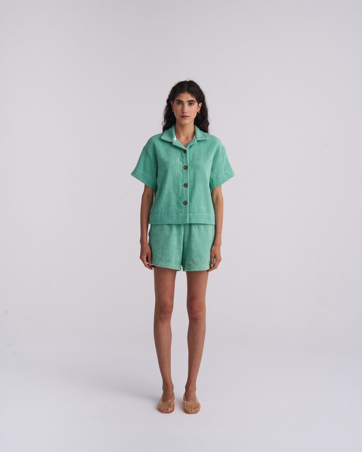 Sage Green Terry Shorts - Women's