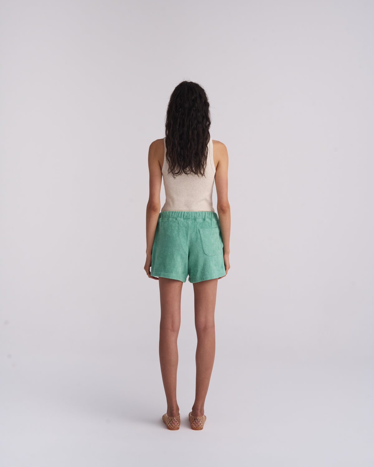 Sage Green Terry Shorts - Women's