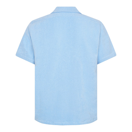 Coastal blue relaxed fit organic cotton terry short-sleeve shirt by Little Mariner.