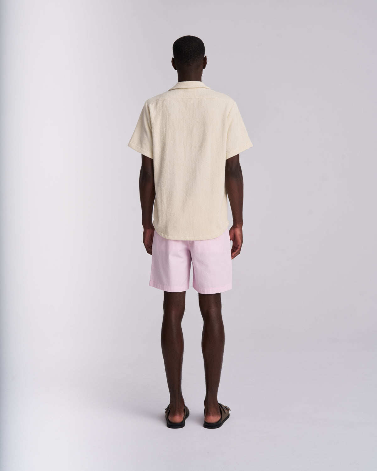 Back view of an Off-White men's organic cotton terry camp-collar shirt