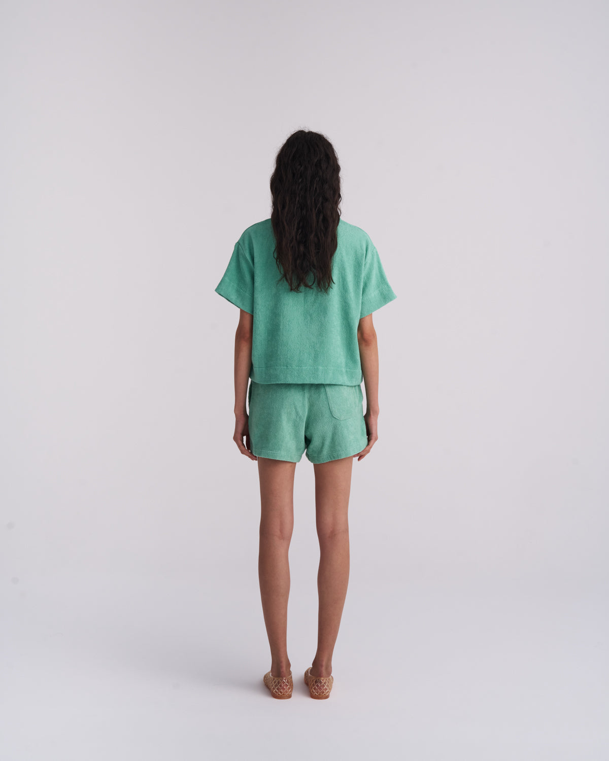 Sage Green Terry Shorts - Women's