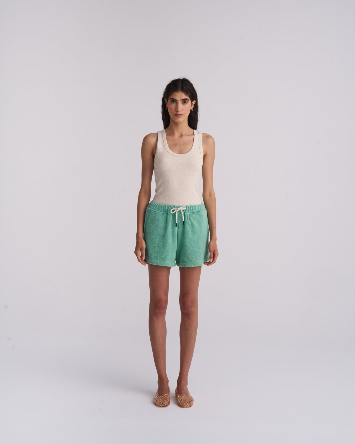 Sage Green Terry Shorts - Women's